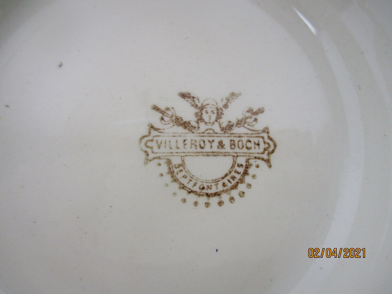 Footed Cake Stand Villeroy And Boch Marked Porcelain Antique Septfontaines photo vinterior