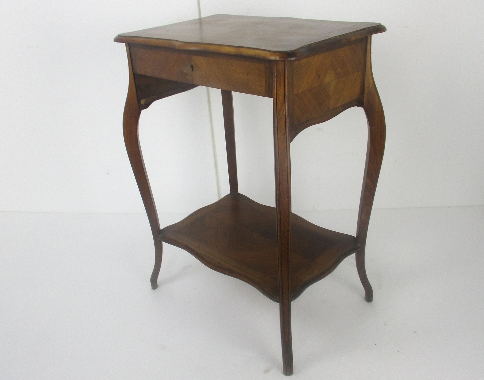 Antique Art Nouveau  Wood Sewing Quilting Box Table Cabinet Two Tier Gorgeous photo buy