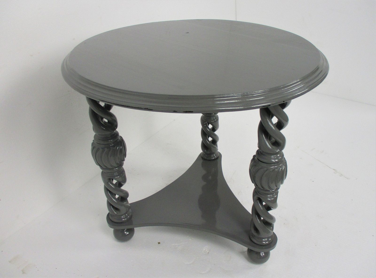 Open Barley Twist Wooden Side Display Coffee Table Pedestal Plant Stand Farm Cou photo vintage
