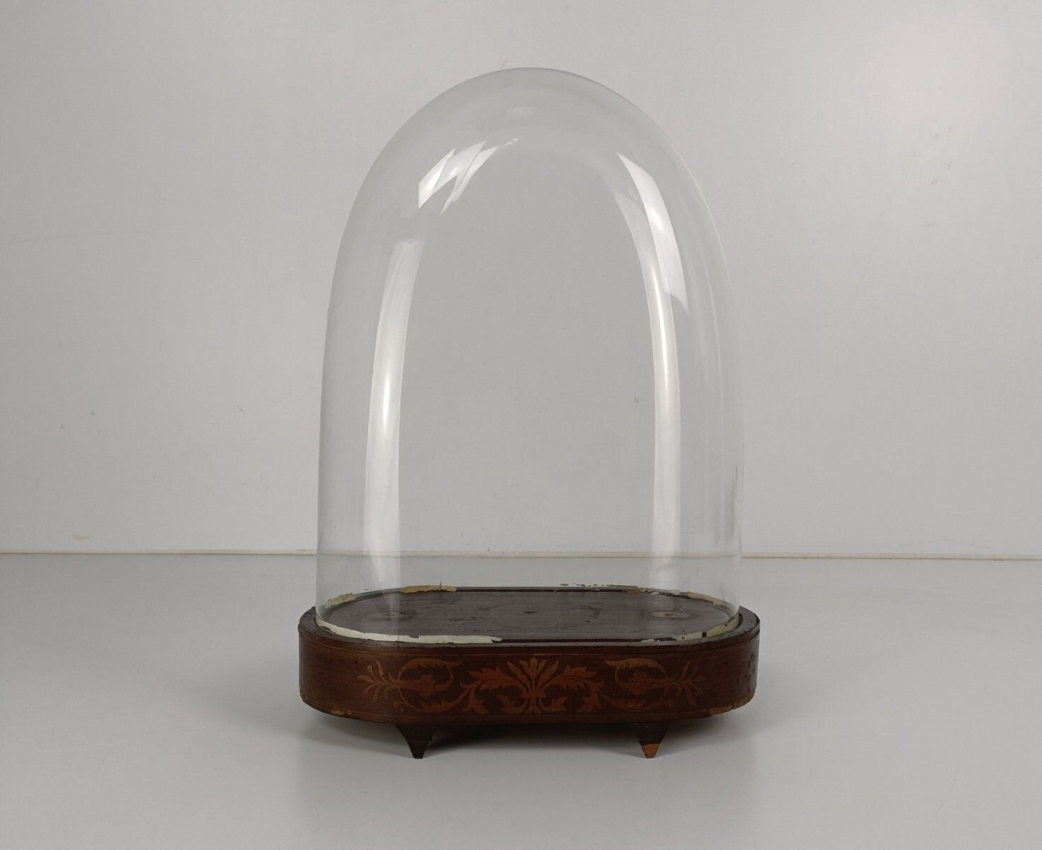 Antique Victorian Oval Hand Blown Glass Globe Dome Doll Clock 15.9"H 12"W6.37"