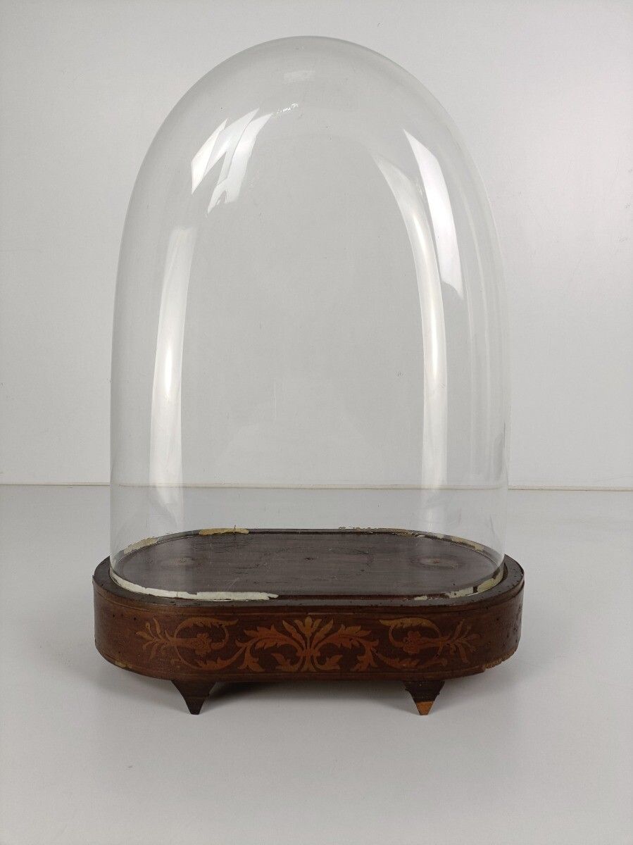 Antique Victorian Oval Hand Blown Glass Globe Dome Doll Clock 15.9"H 12"W6.37" photo furniture