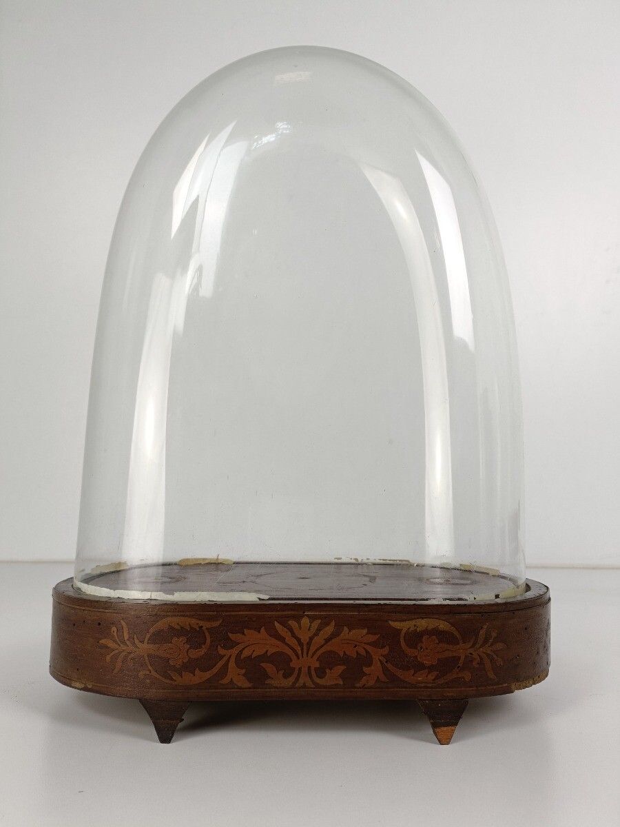 Antique Victorian Oval Hand Blown Glass Globe Dome Doll Clock 15.9"H 12"W6.37" photo for sale