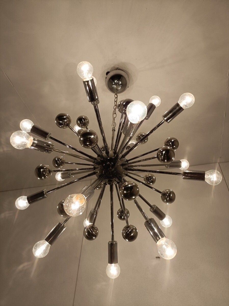 Impressive Sputnik Chandelier Modernist 20 Lights Metal Chrome Pop Art Vintage photo Lighting