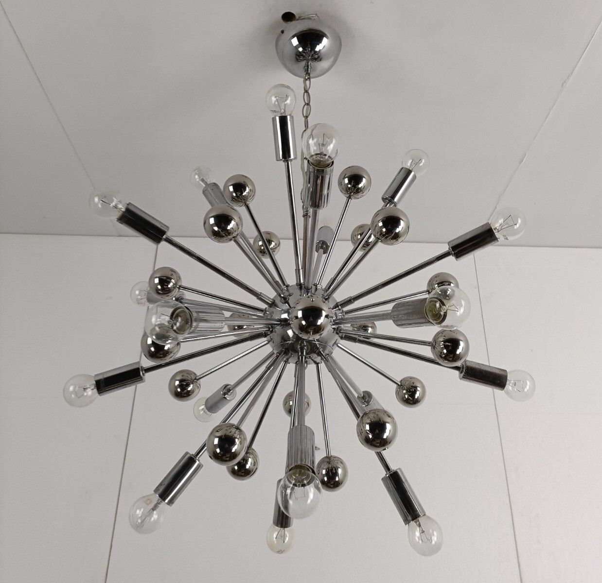 Impressive Sputnik Chandelier Modernist 20 Lights Metal Chrome Pop Art Vintage photo vinterior