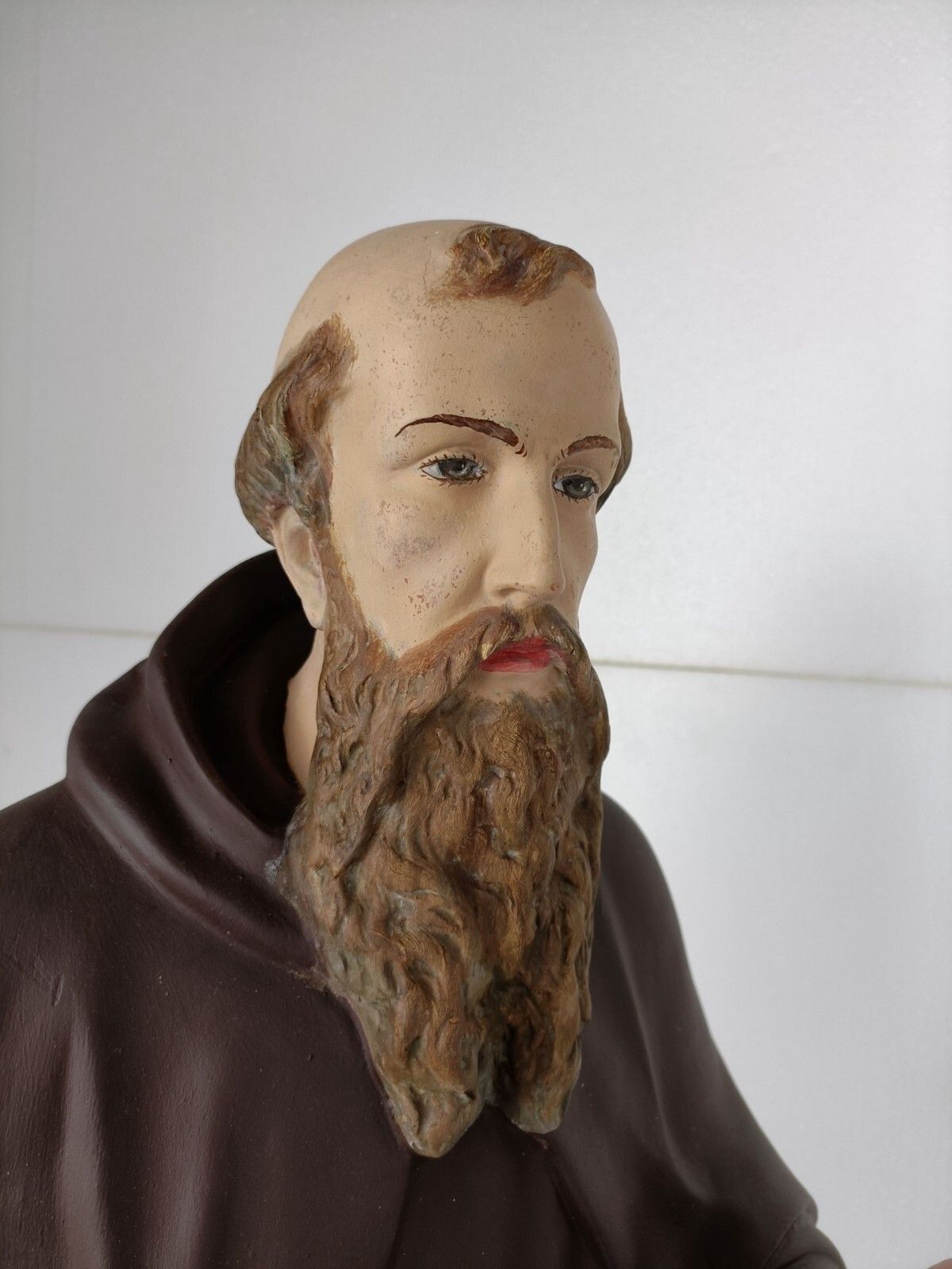 Church Statue  Saint Gillis Gilles The Wanderer With A Deer Collector Plaster photo vintage