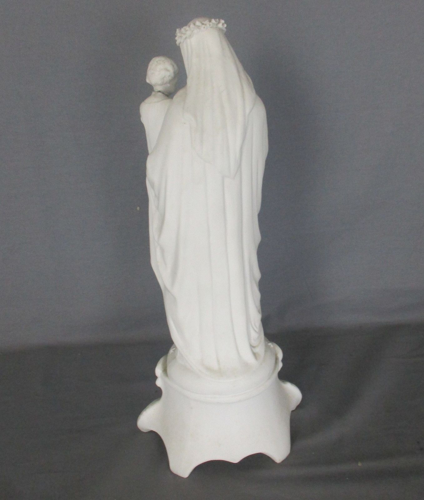 Large French Antique 1900 Bisque Statue Virgin Mary Our Lady With Infant Child F photo buy