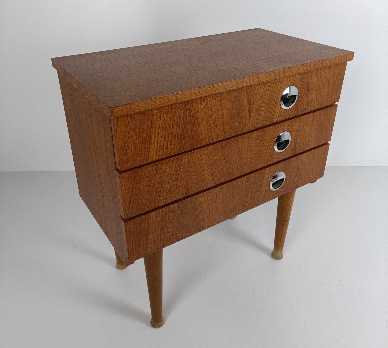 Wooden Wood Nightstand End Table Chest Of Drawers Sock Drawer Modernist Retro Ch photo for sale