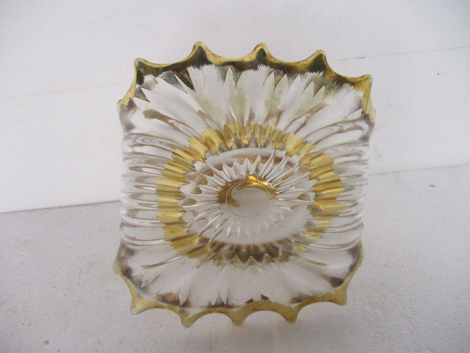 Art Glass Amber Champagne Clear Bowl Dish Centerpiece Murano Style Basket photo vinterior