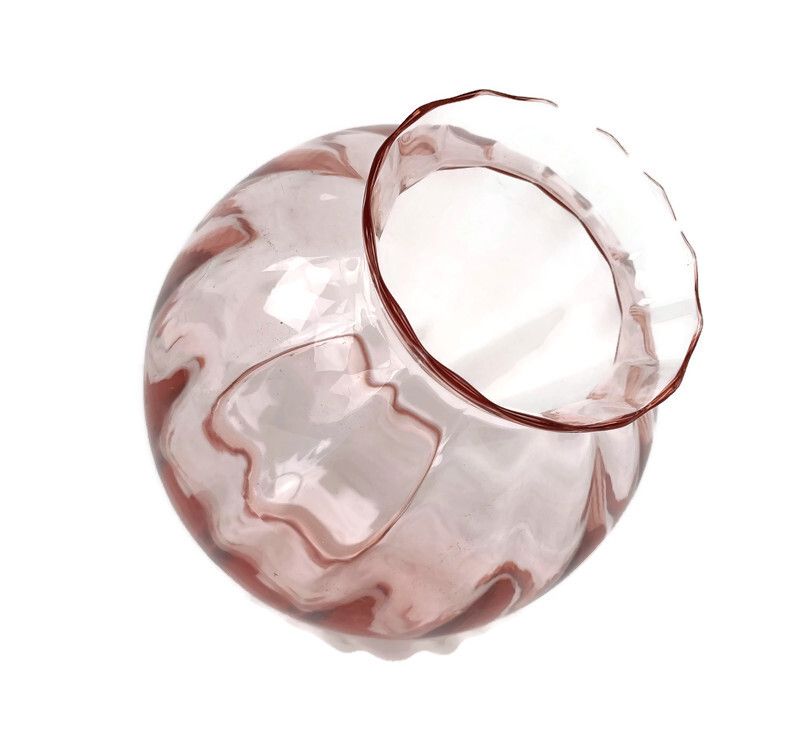 Vintage Italian Mid Century  Art  Glass Vase Pink Ribbled Glass Lovely