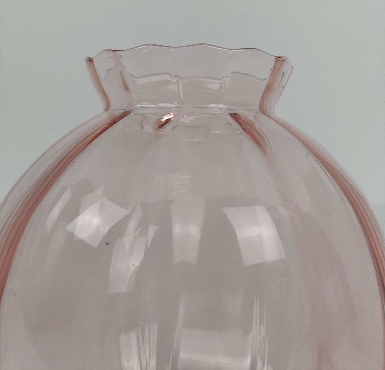 Vintage Italian Mid Century  Art  Glass Vase Pink Ribbled Glass Lovely photo buy