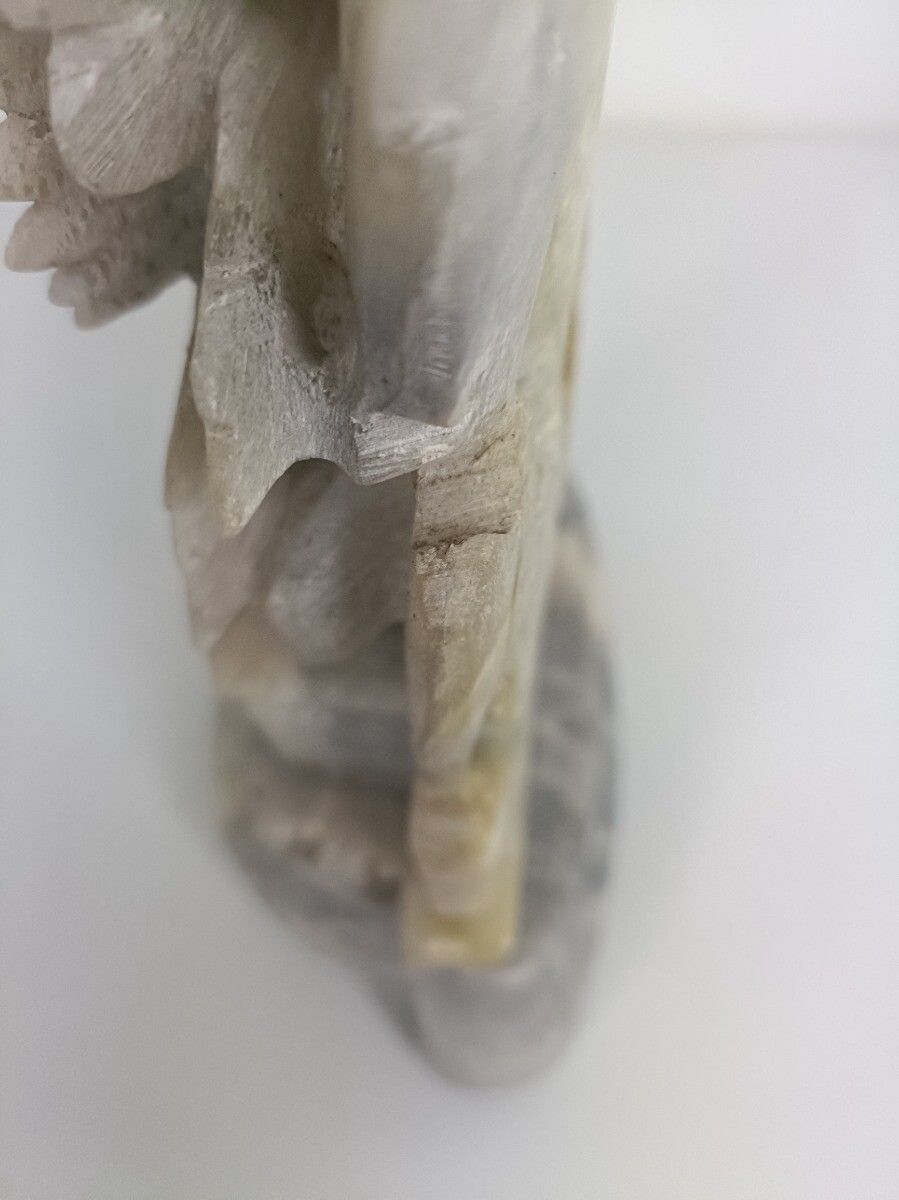 Art Sculpture Figurine  Carving On Base Sunflowers  Soap Stone Vintage  Grey photo vinterior