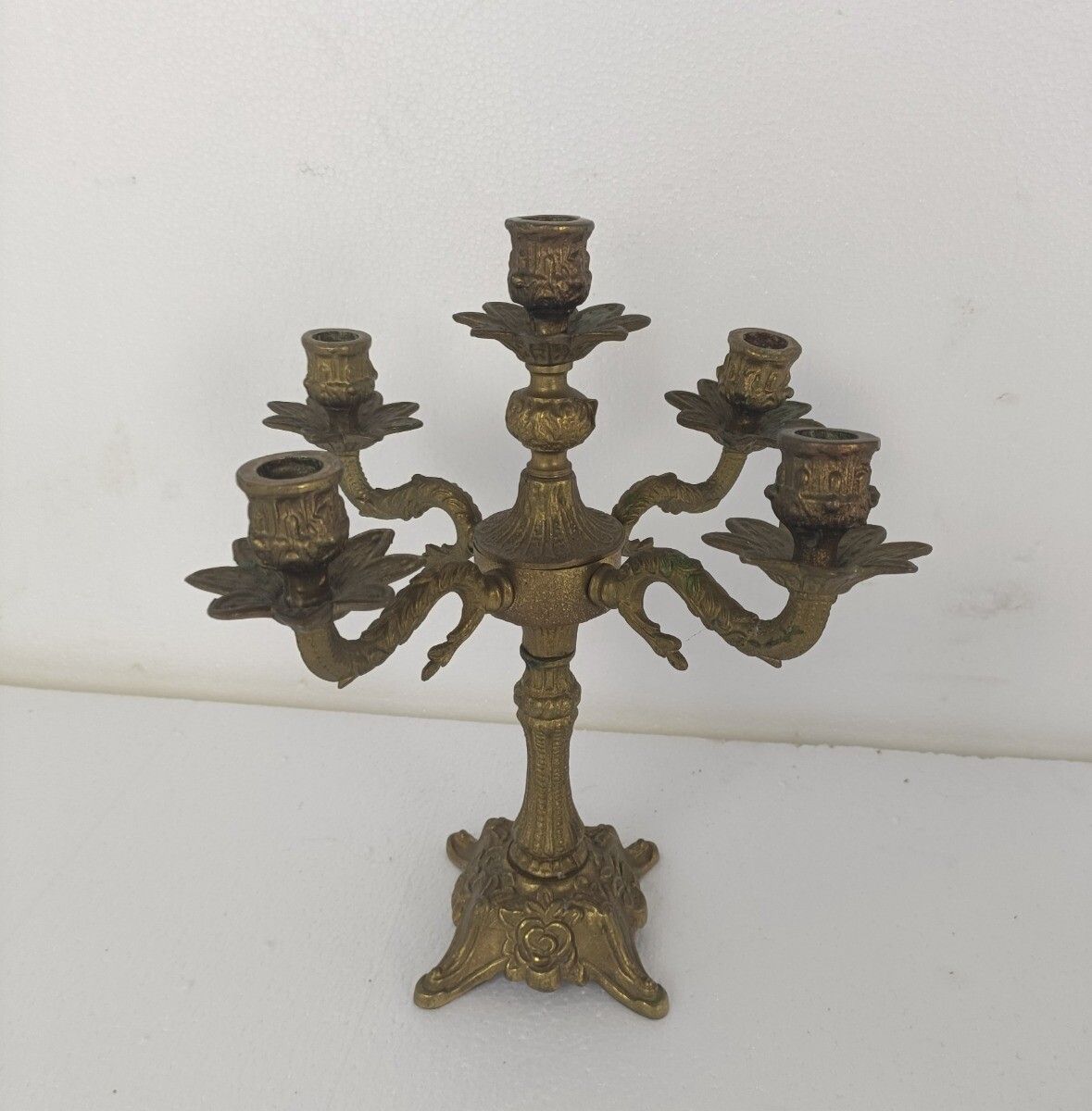 Couple Candle Holders Brass Ornate Hollywood Regency Style Candelabra 5 Arm photo 244.0