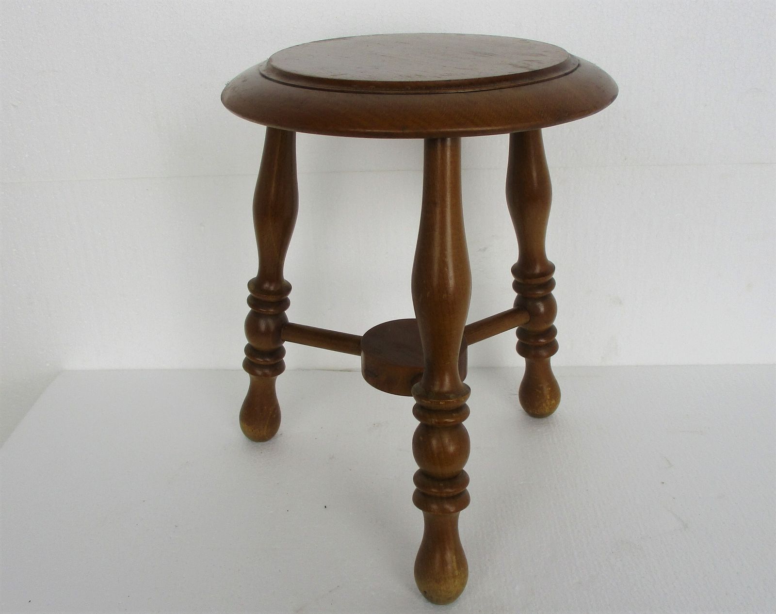 Vintage Hand Carved Wood 2 Tier Milking Stool Pedestal Table Plant Flower Bonsai photo Furniture