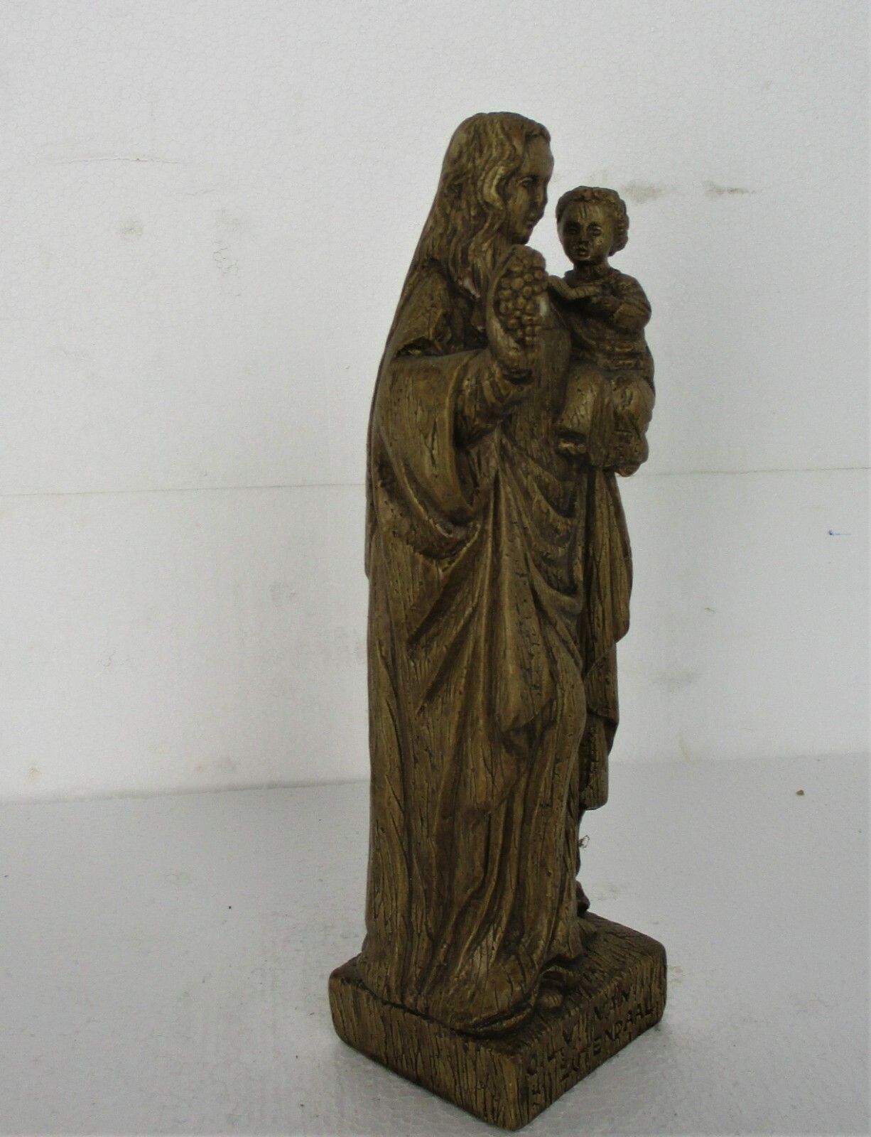 Statue Our Lady Of Zutendaal Madonna Infant Jesus Grapes Plaster Collector Htf photo 223.0