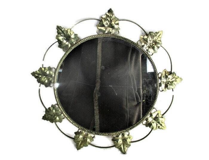 Retro Modernist Starburst Sunburst Leafs Wall Brass Mirror Mid Century Modern