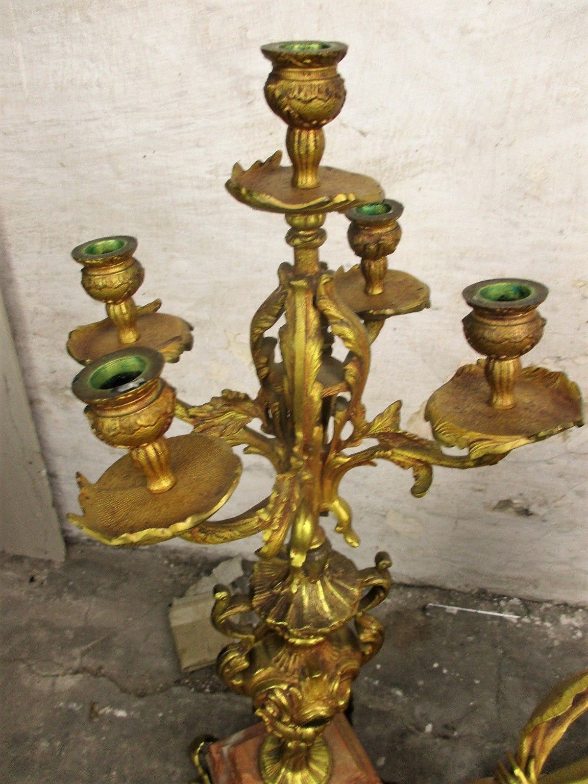 3 Piece Garniture Mantle Set Candelabras Lady Angel Hermle Clock Set Working Wow photo 1410.0