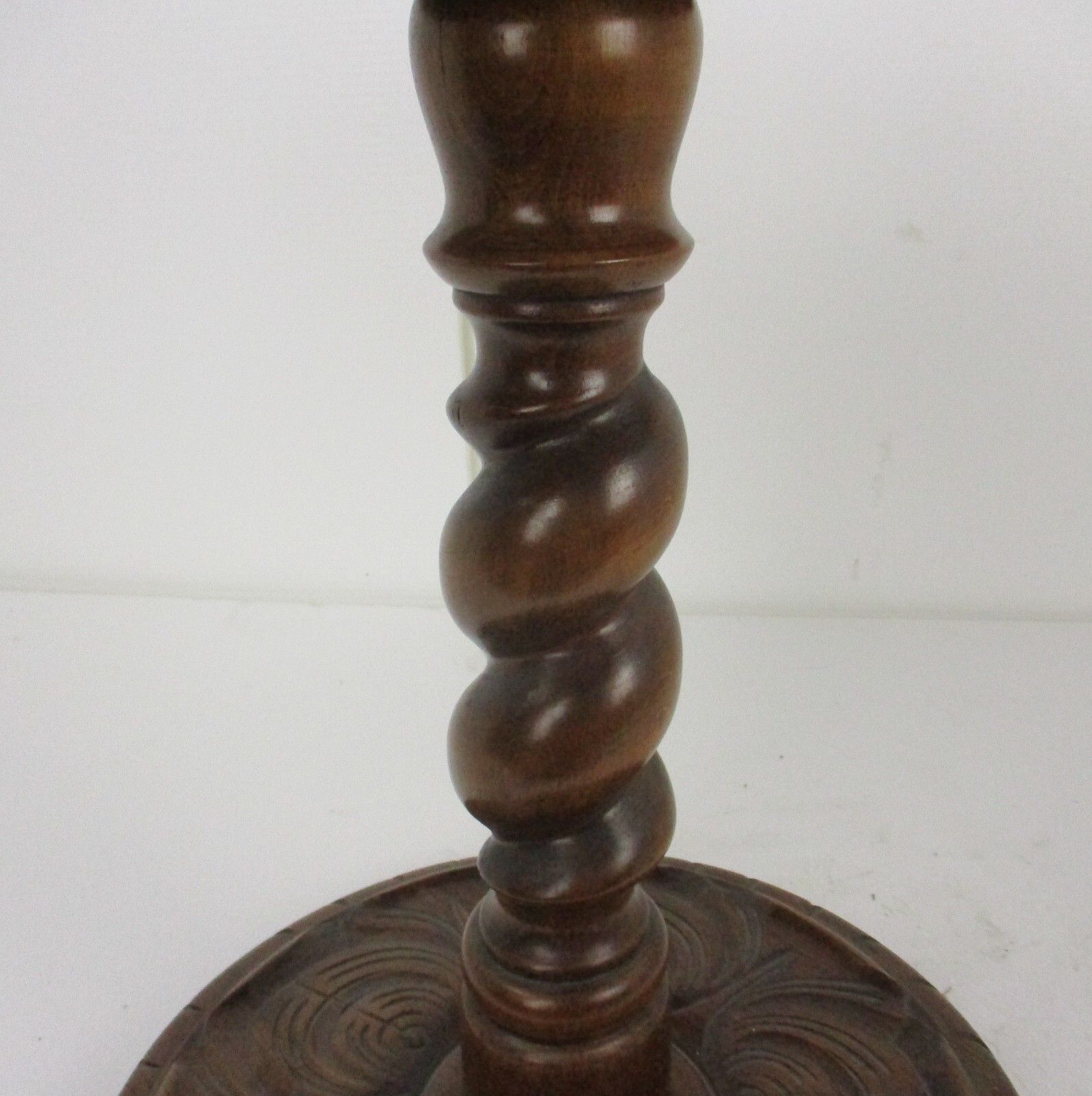 Hand Carved Wood Barley Twist Side Display Coffee Table Pedestal Plant Stand photo vintage