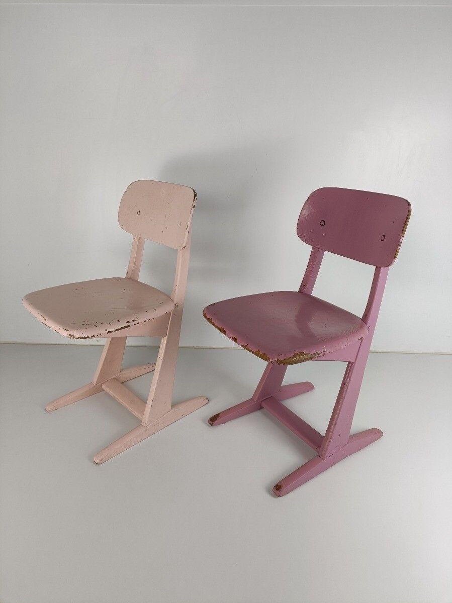 Pair Children's School Chairs By Karl Nothhelfer For Casala 1960s Plywood Design photo furniture