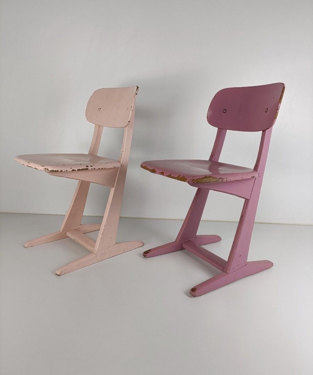 Pair Children's School Chairs By Karl Nothhelfer For Casala 1960s Plywood Design photo for sale