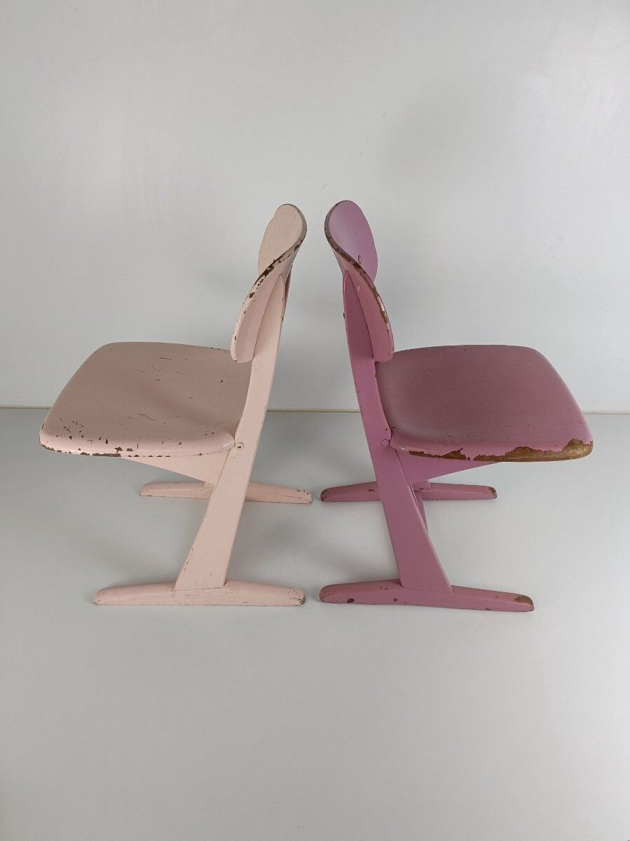 Pair Children's School Chairs By Karl Nothhelfer For Casala 1960s Plywood Design photo 244.0