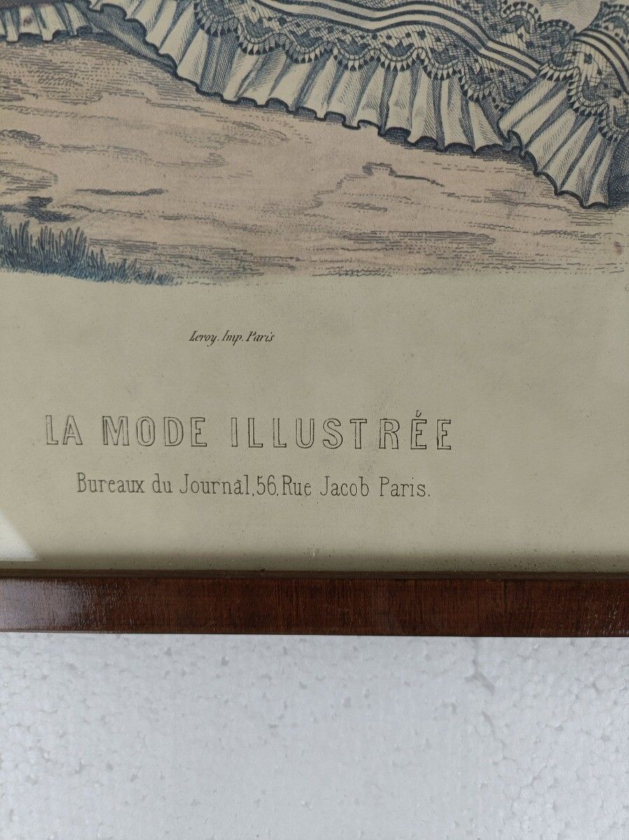 La Mode Parisiennes  Illustrée Victorian Dress Fashion Print Plates Framed Ital photo furniture