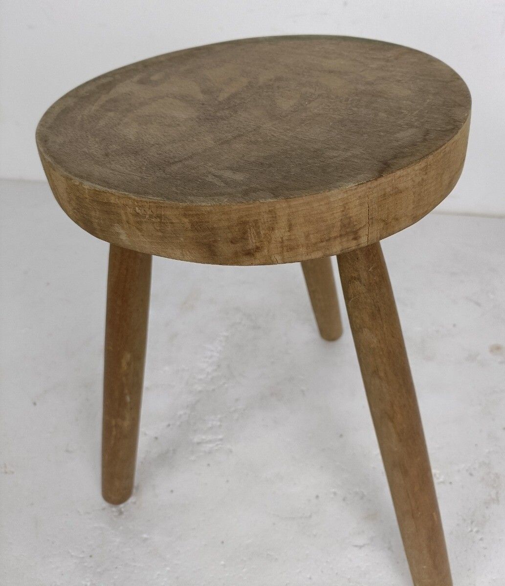 Milking Stool, Stool, Pedestal, Plant Stand, Antique, Sandblasted, Wood, Funky, photo for sale