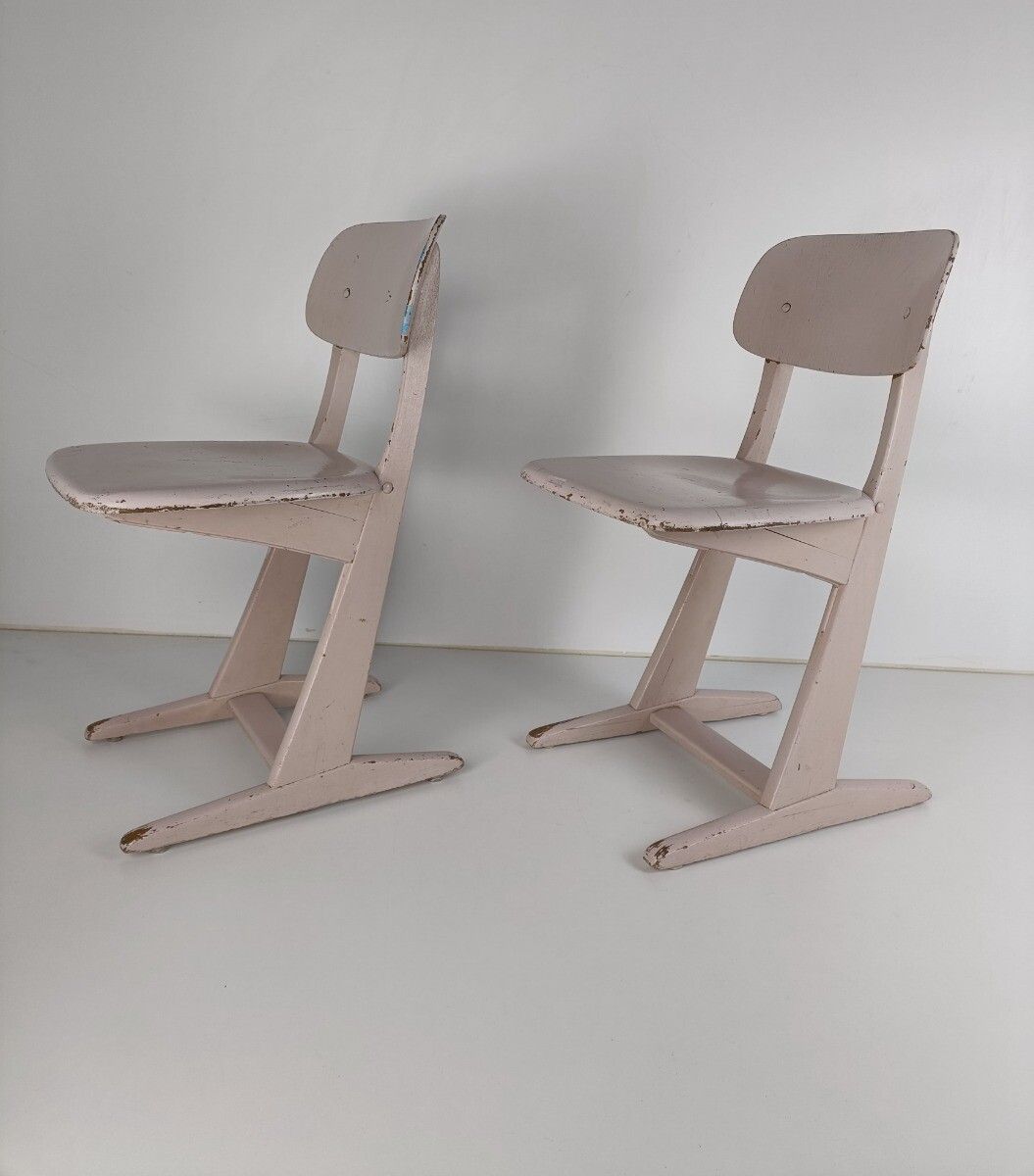 Pair Children's School Chairs By Karl Nothhelfer For Casala 1960s Plywood Design photo for sale