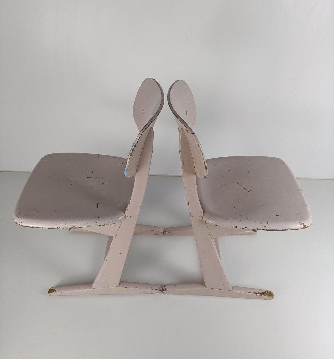 photo for sale Pair Children's School Chairs By Karl Nothhelfer For Casala 1960s Plywood Design