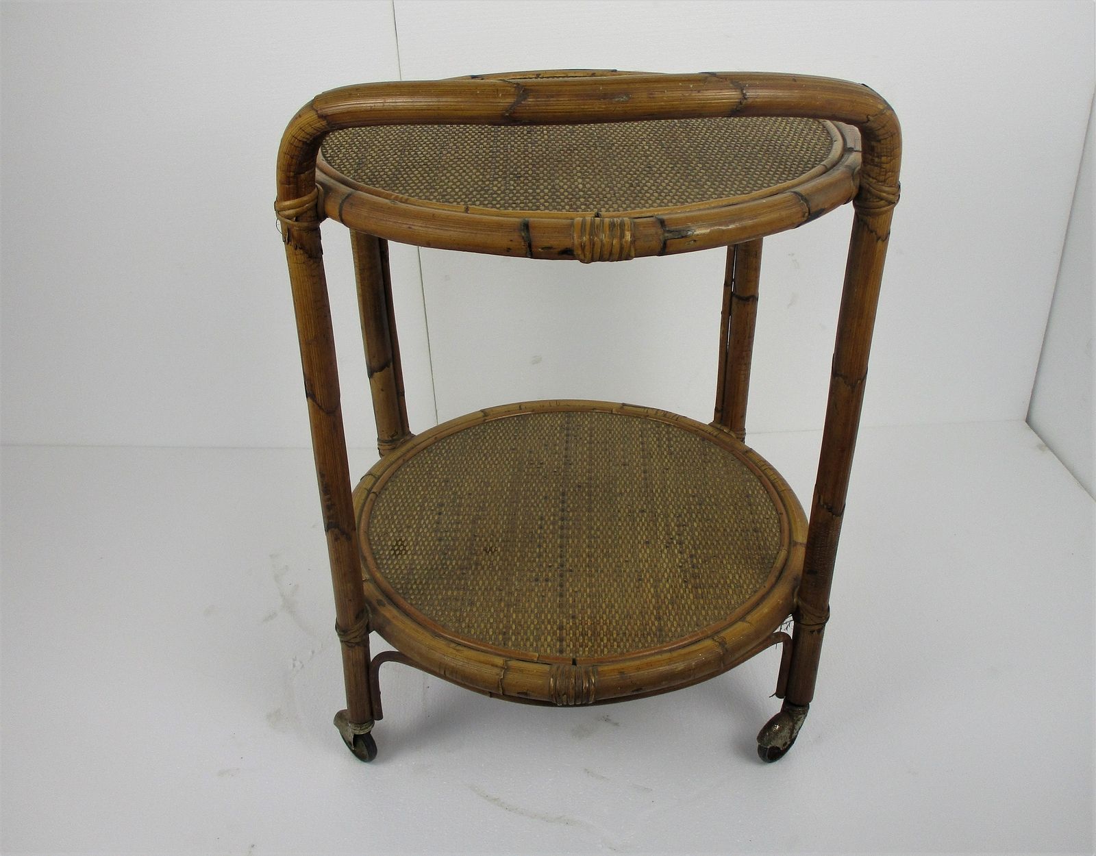 French Riviera Bamboo Rattan Bar Cocktail Tea Garden Cart Trolley Mid Century Mo photo Garden Furniture