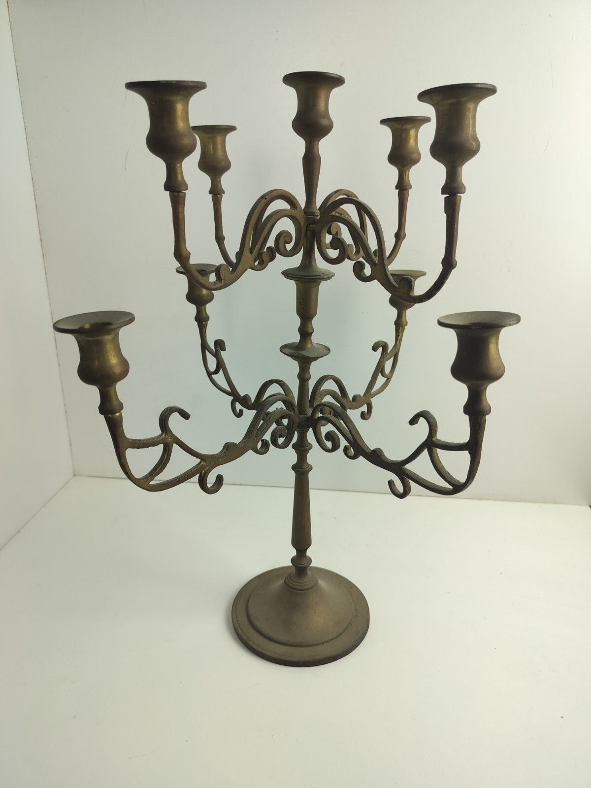Antique Gorgeous Brass  Ornate Candle Holder Candelabra 9 Arm Centerpiece Wow photo furniture
