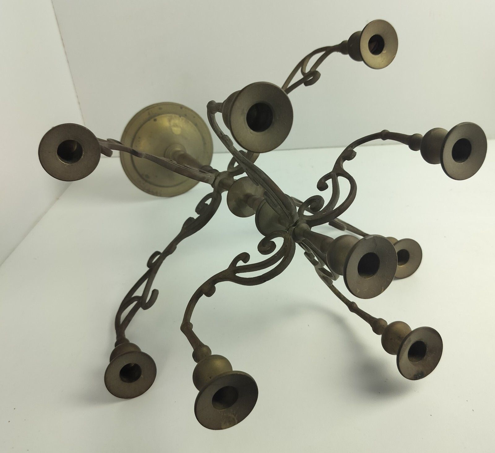 Antique Gorgeous Brass  Ornate Candle Holder Candelabra 9 Arm Centerpiece Wow photo Home Decor