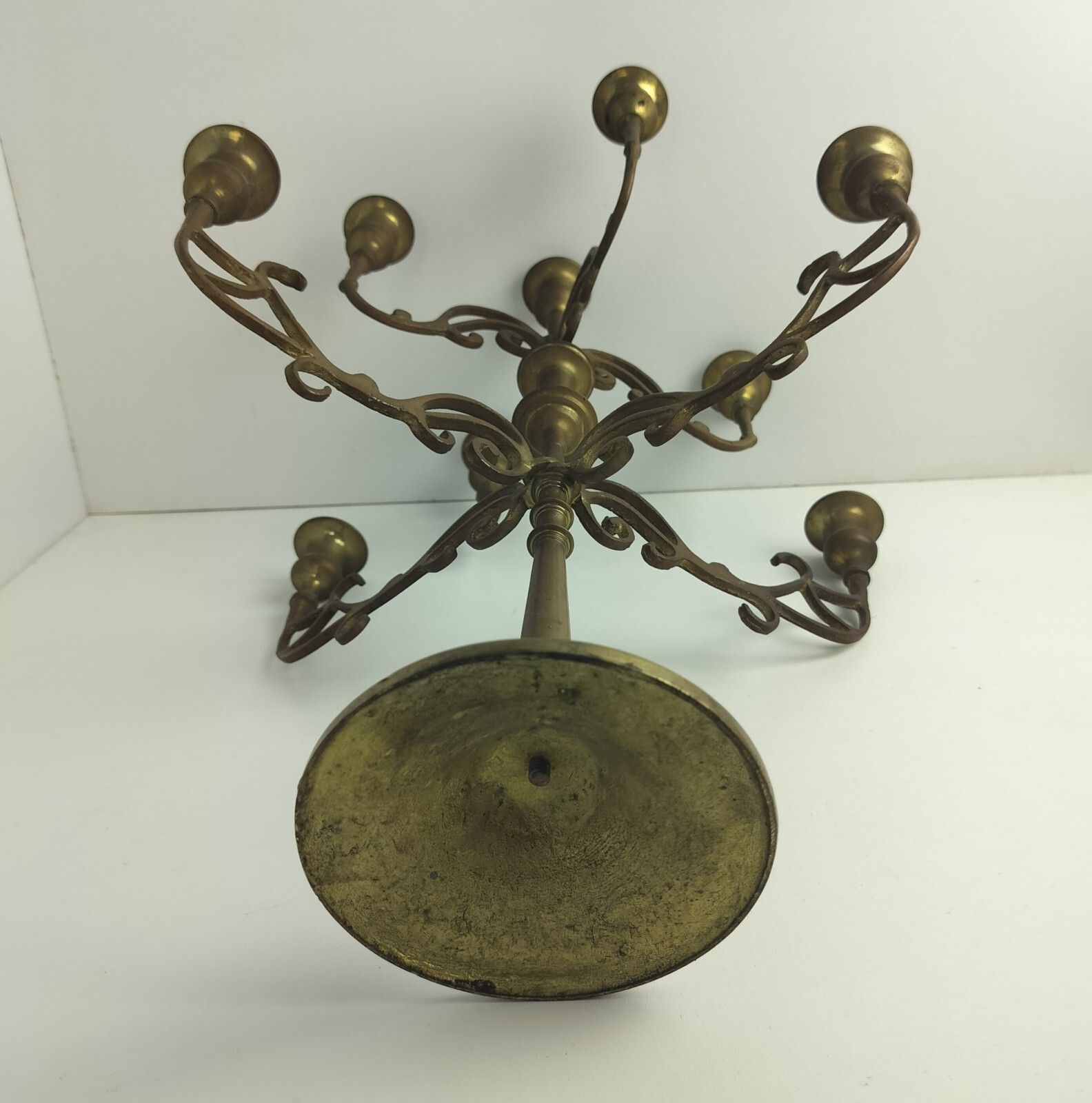 Antique Gorgeous Brass  Ornate Candle Holder Candelabra 9 Arm Centerpiece Wow photo buy