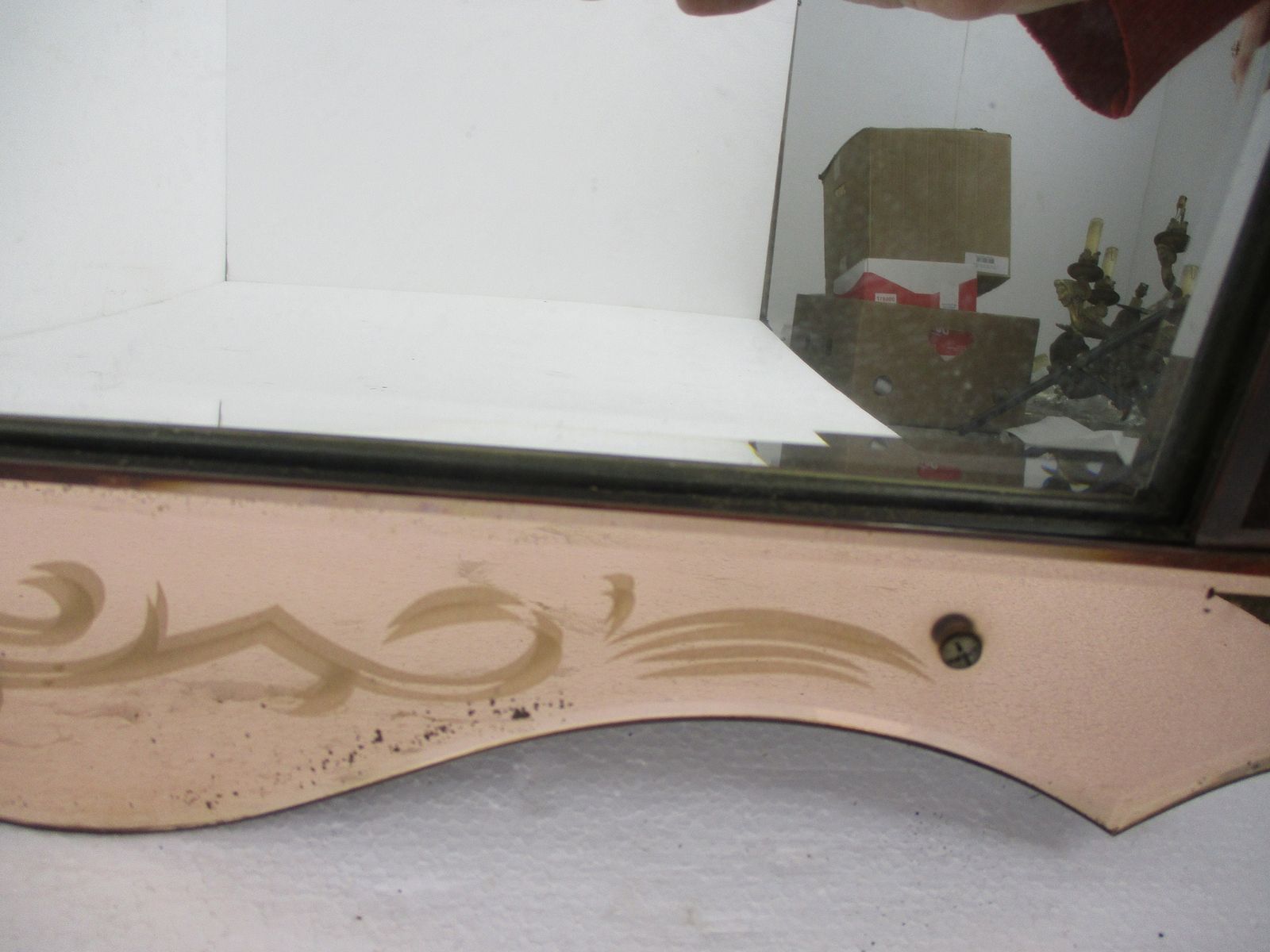 Art Nouveau Mirror Pink Edges Flowers Venetian Ornate Art Deco Beveled Glass Van photo Home Decor