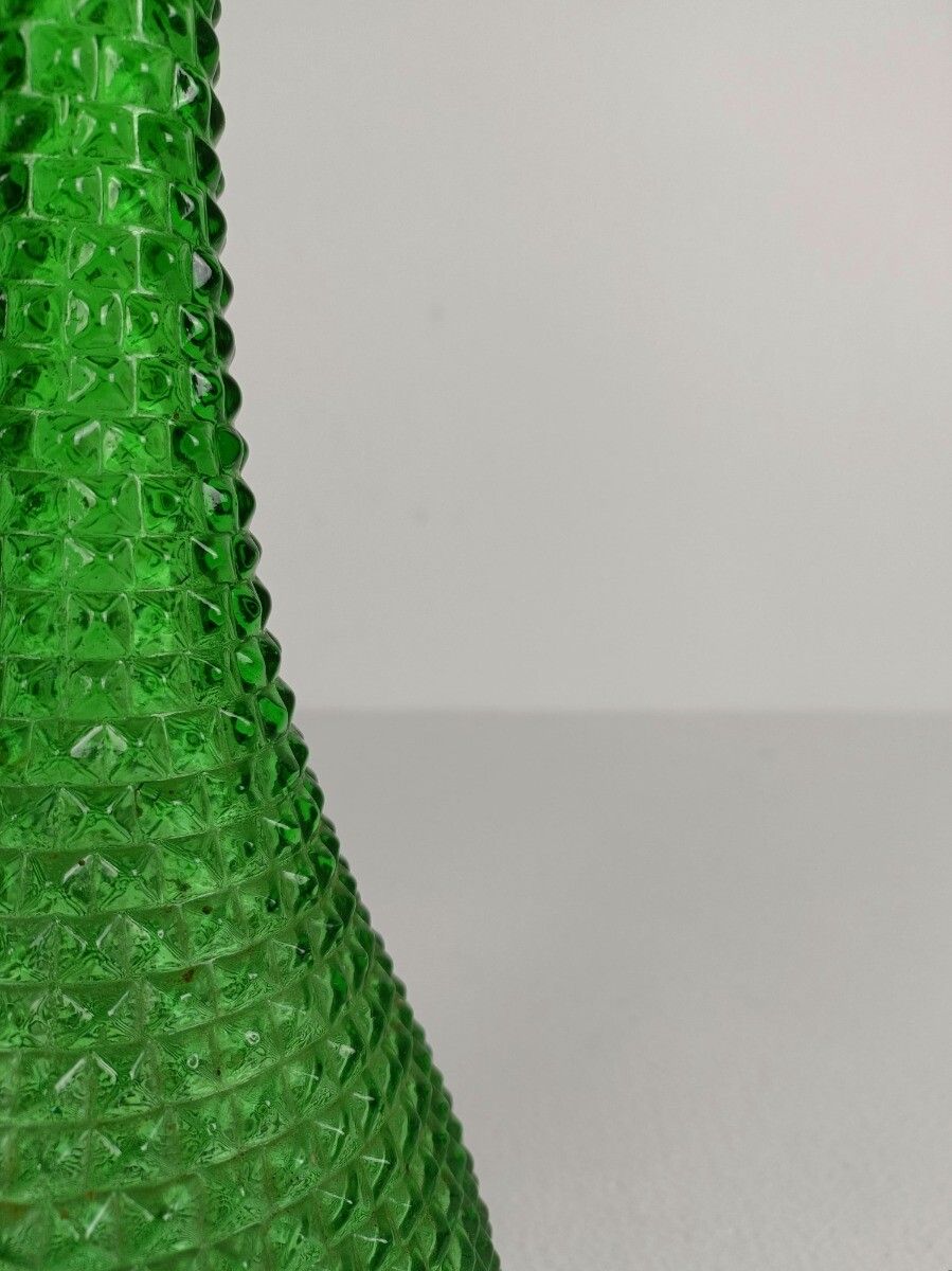 Italy Empoli Vintage Art Bubbled Glass Green Bottle Italian Decorative Pop Art photo vintage