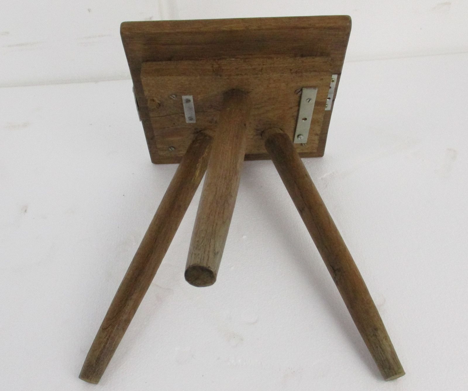 Vintage Hand Carved Wood Tripod Milking Stool Pedestal Table Plant Flower Bonsai photo vinterior