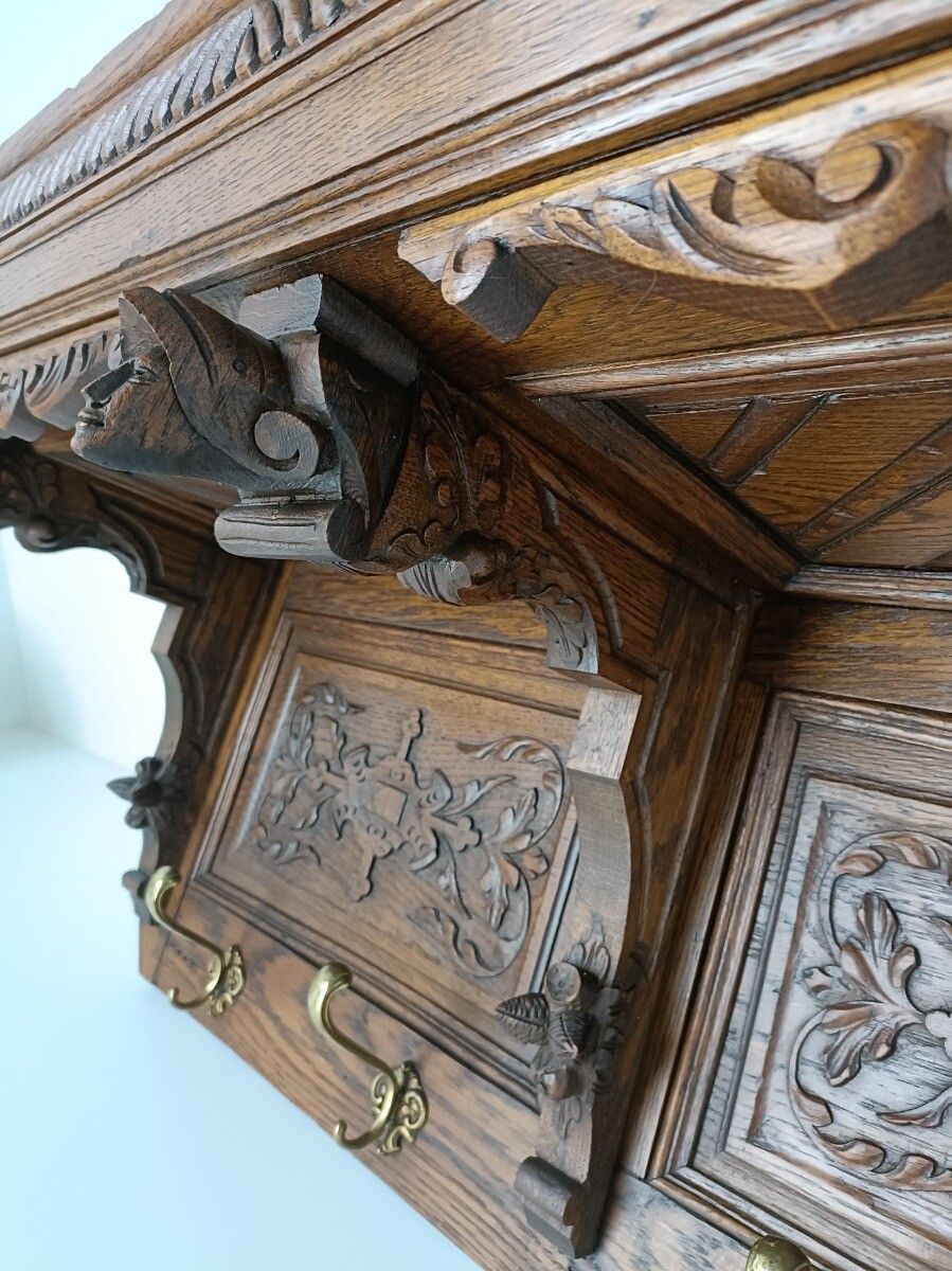 Gorgeous Large Coat Hat Rack France Hand Carved Wood Antique Wow photo vinterior