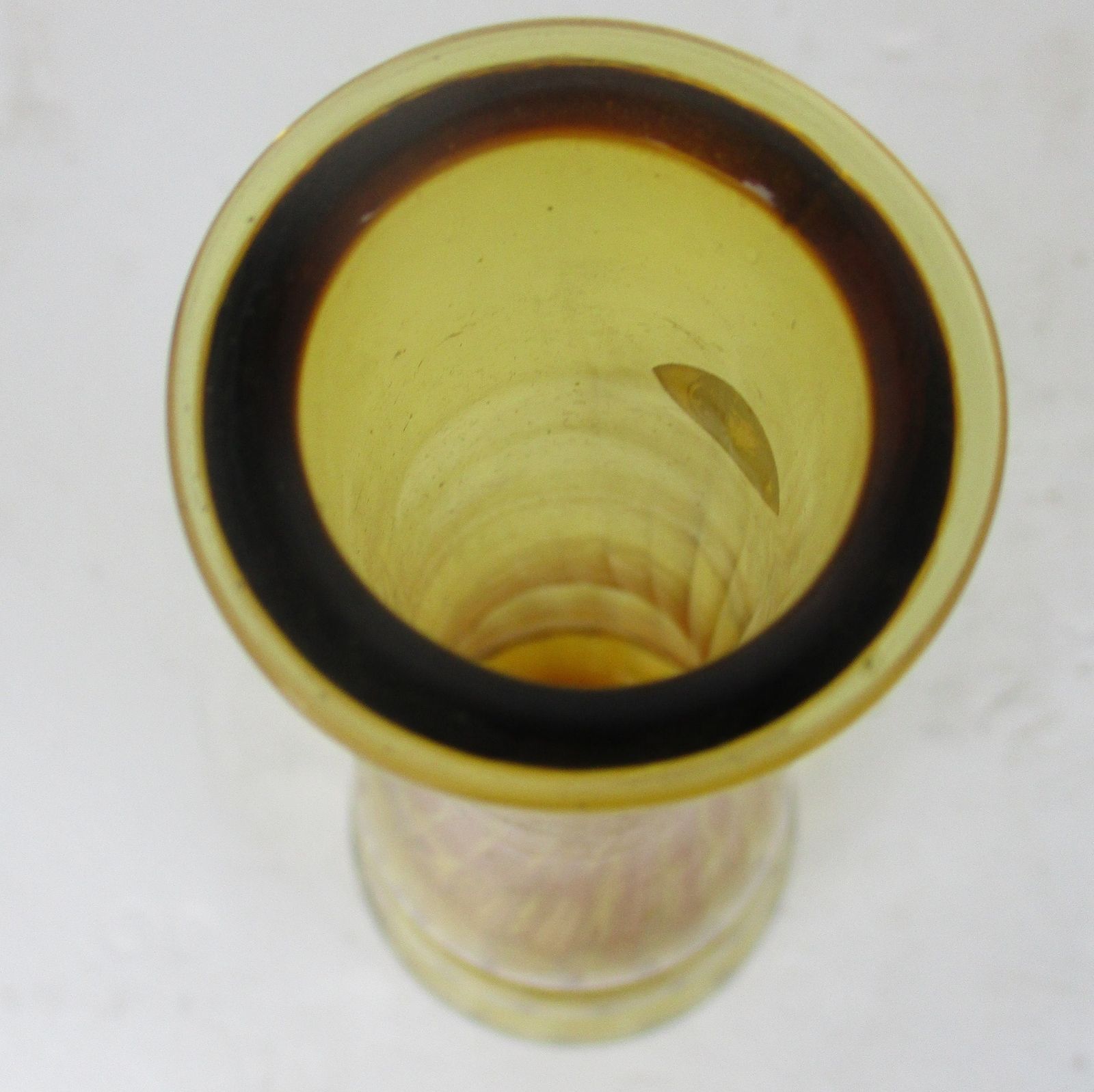 Vintage Retro Hooped Glass Genie Bottle Vase Amber Italy Italian photo vinterior