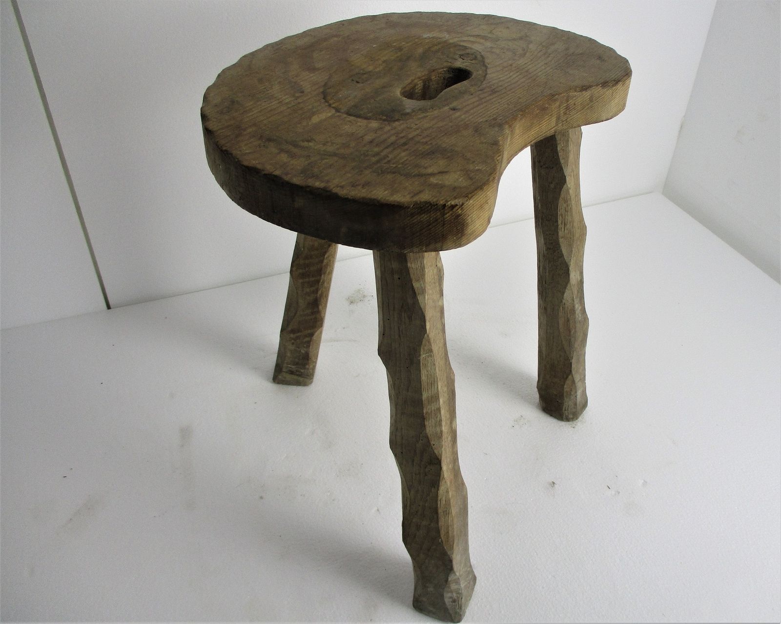 Vintage Hand Carved Wood  Milking Stool Pedestal Table Plant Flower Bonsai Stand photo for sale