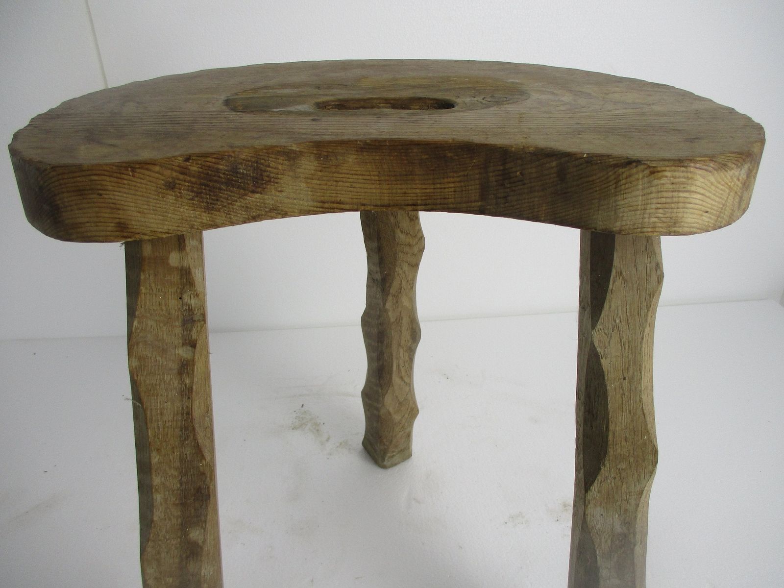 Vintage Hand Carved Wood  Milking Stool Pedestal Table Plant Flower Bonsai Stand photo 125.0