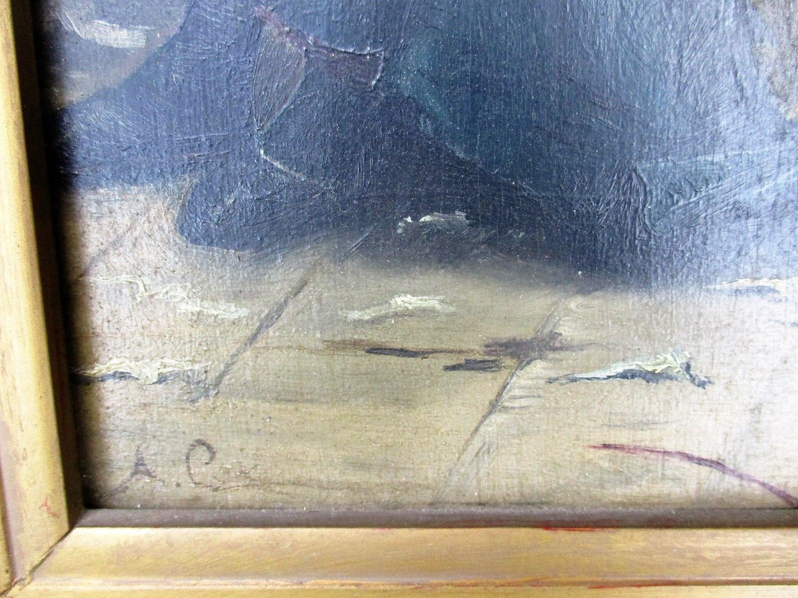 Oil Painting On Wood  Framed Couple In Bar Victorian Scene Gorgeous Frame Signed photo 352.0