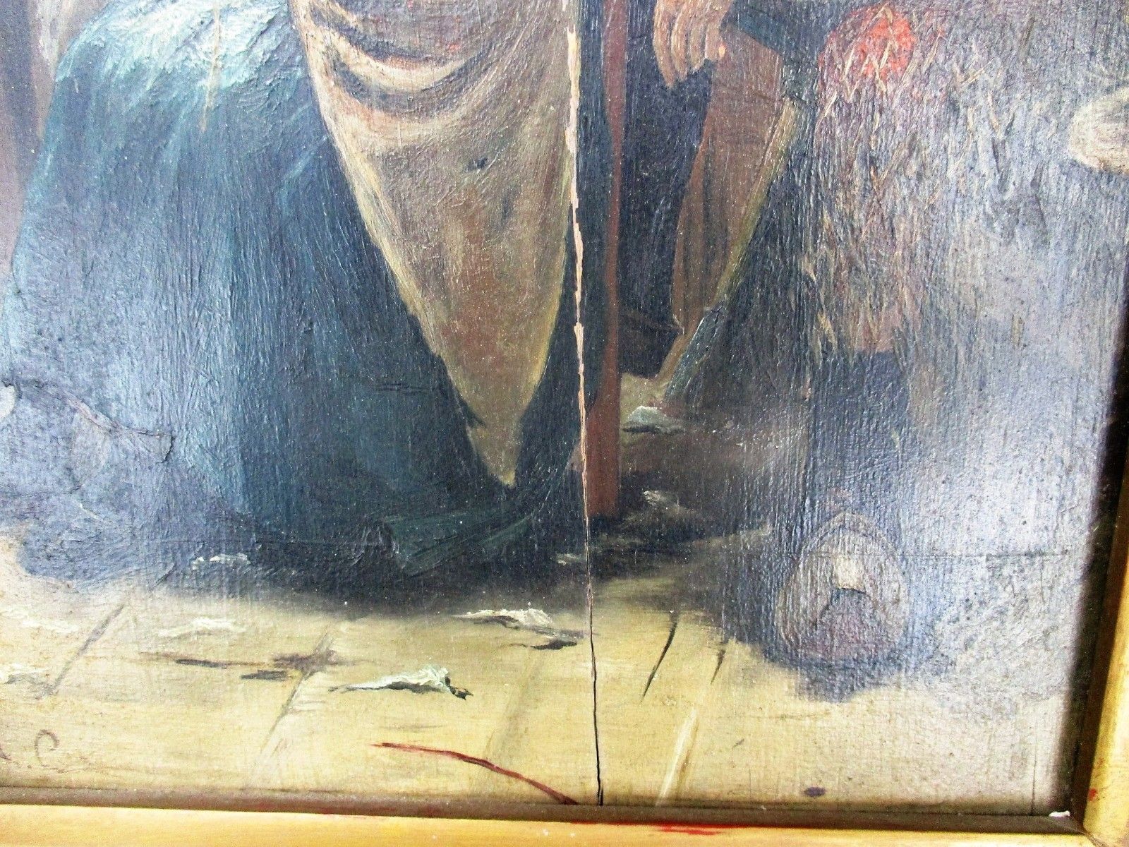 Oil Painting On Wood  Framed Couple In Bar Victorian Scene Gorgeous Frame Signed photo vinterior