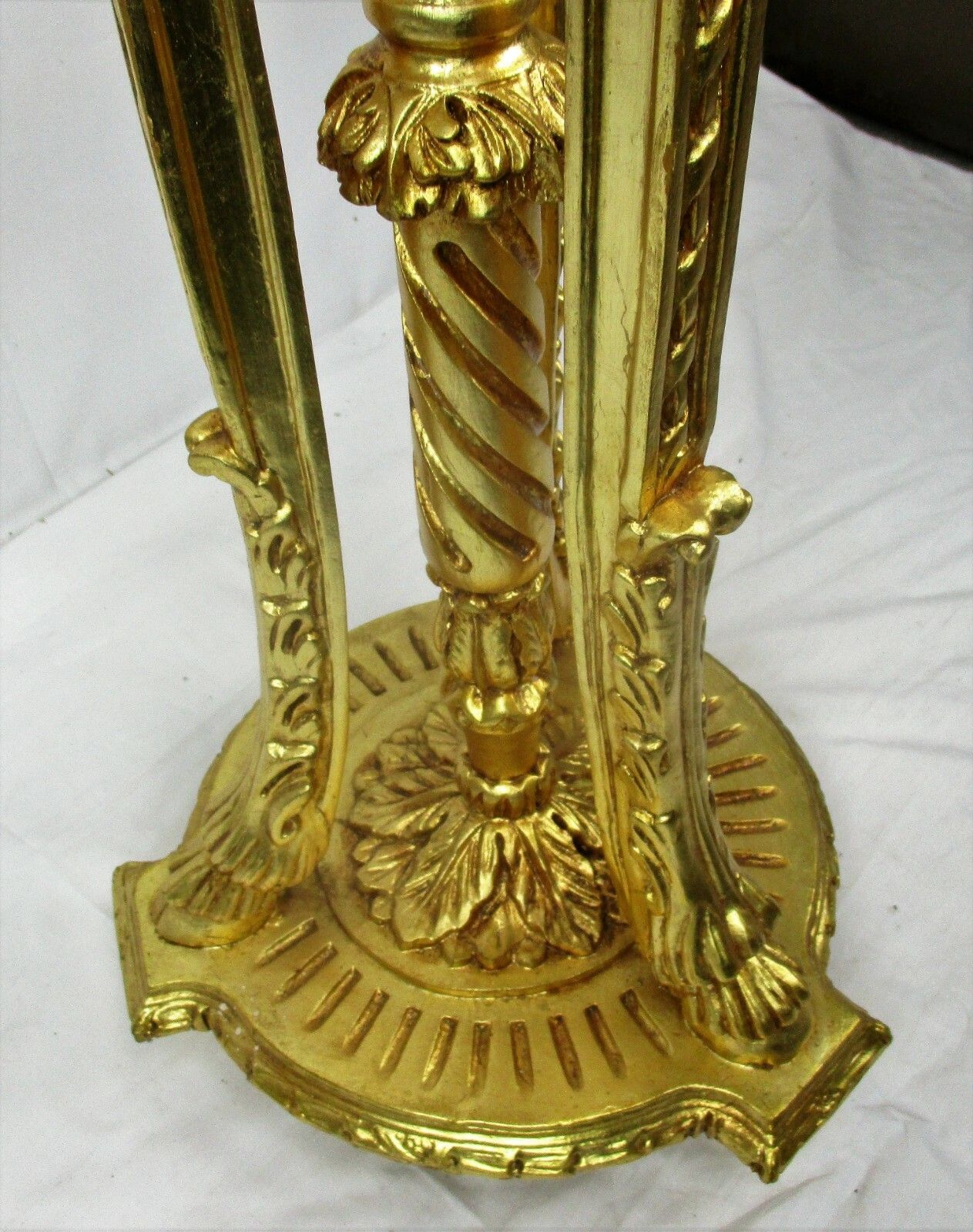 Gorgeous Gold Gilded Doré Pedestal  Plant Stand Table Rams Head Marble Top Wow photo 1447.0