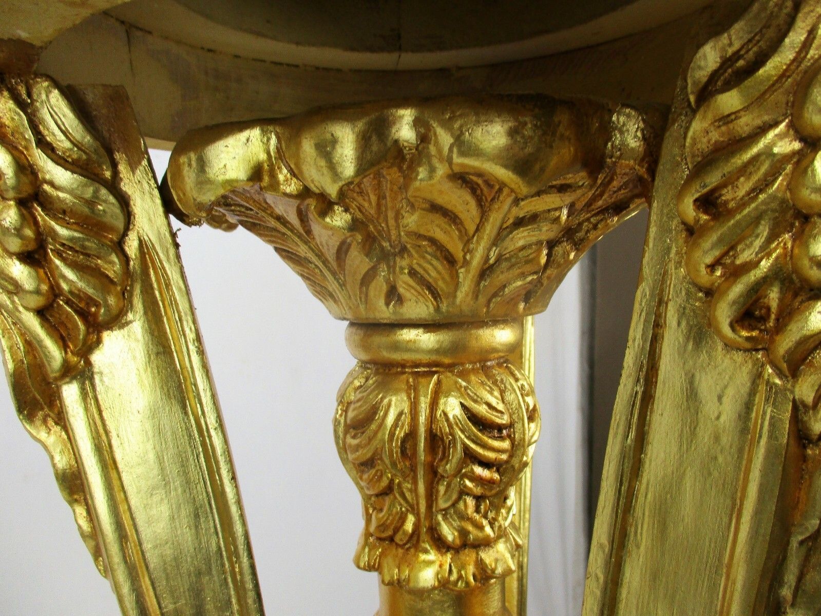 Gorgeous Gold Gilded Doré Pedestal  Plant Stand Table Rams Head Marble Top Wow photo vinterior