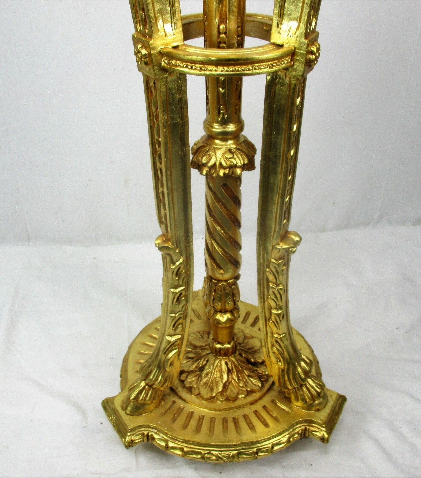 photo for sale Gorgeous Gold Gilded Doré Pedestal  Plant Stand Table Rams Head Marble Top Wow
