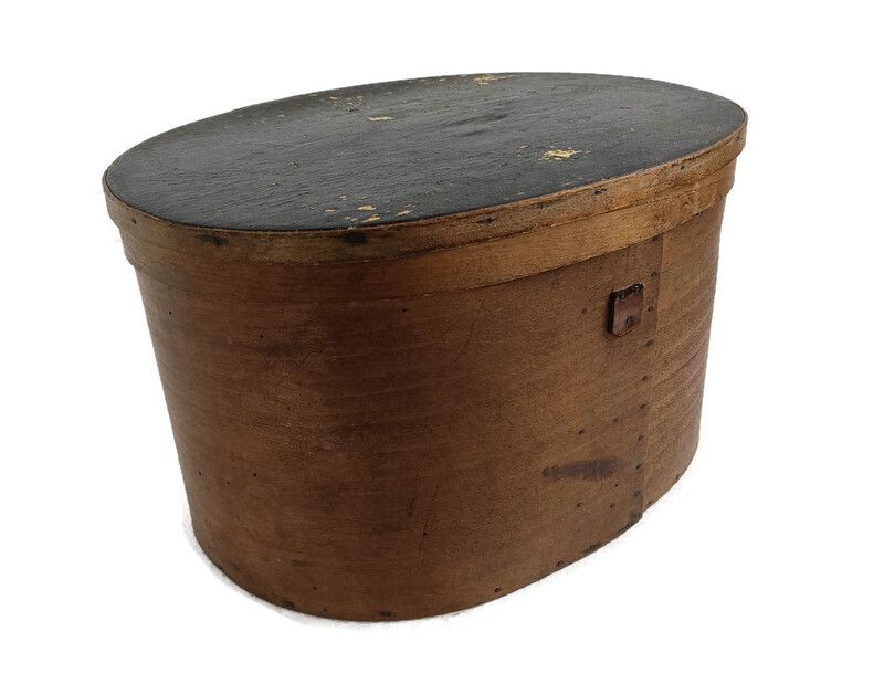 Antique  Wooden Cheese Box Bent Wood Primitive Htf Art Nouveau Oval