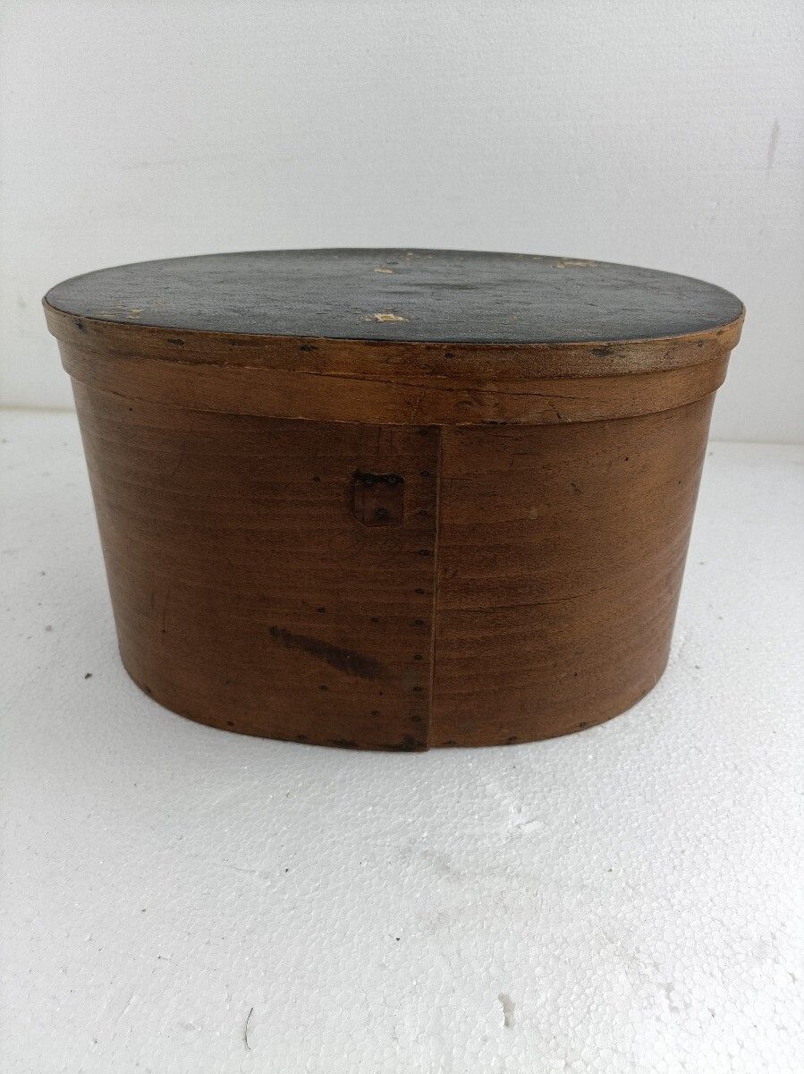 Antique  Wooden Cheese Box Bent Wood Primitive Htf Art Nouveau Oval photo Home Decor