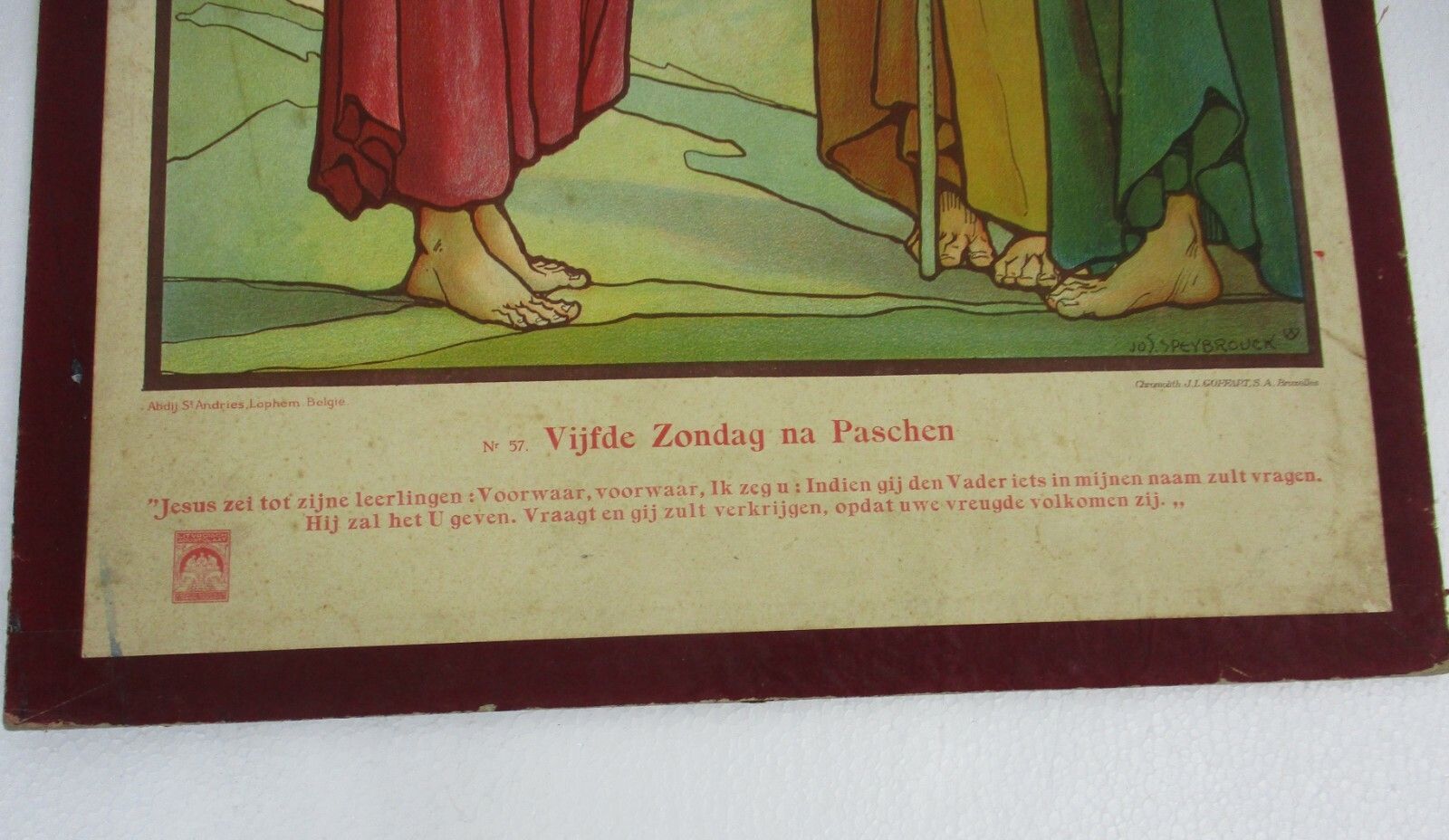 Antique Religious Cardboard Print Chromolith Easter Sunday Speybrouck Goffart photo 156.0