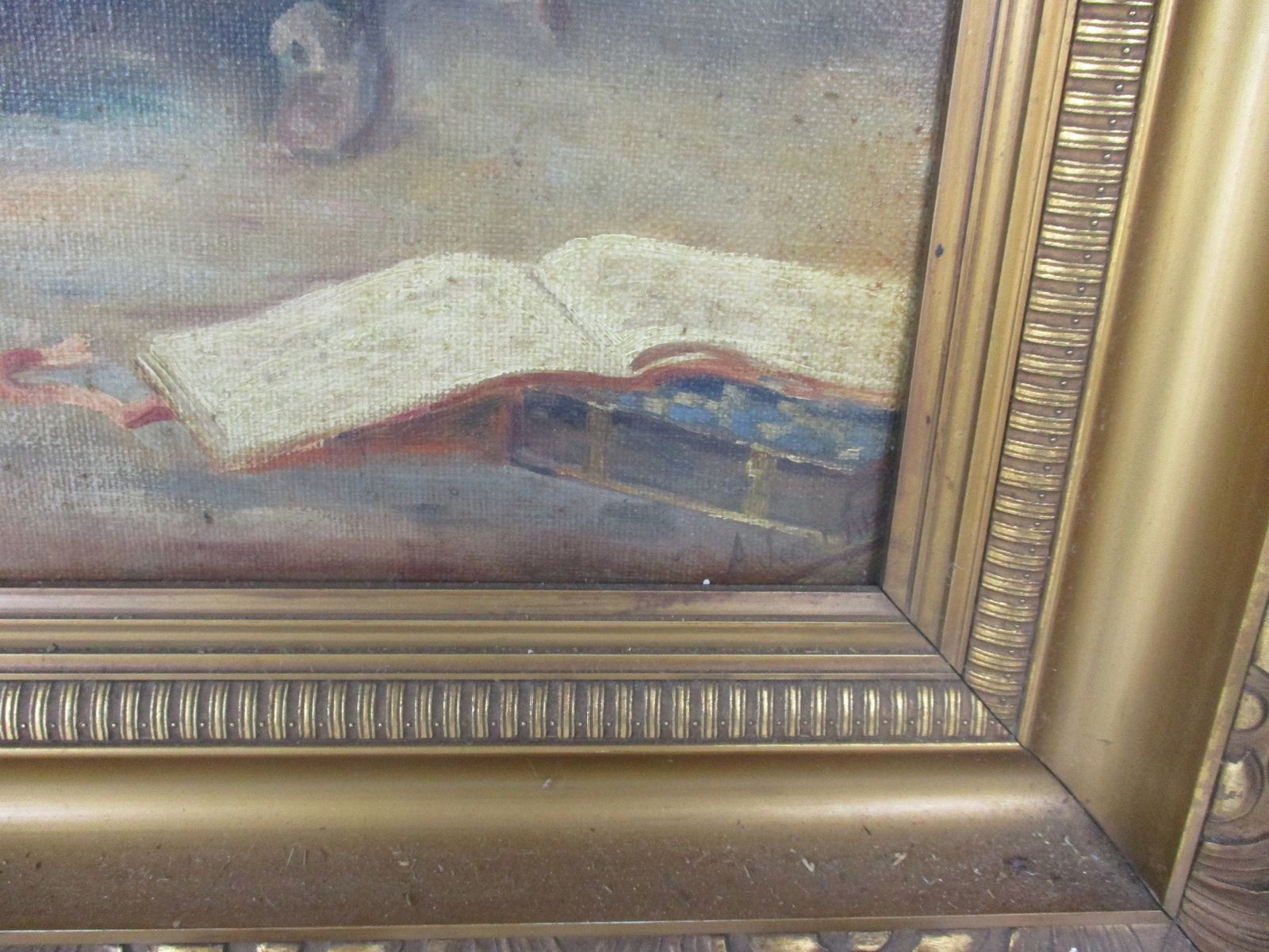 Oil Painting On Canvas  Gorgeous Wooden Frame  Exquisite  Large Mother And Son S photo furniture