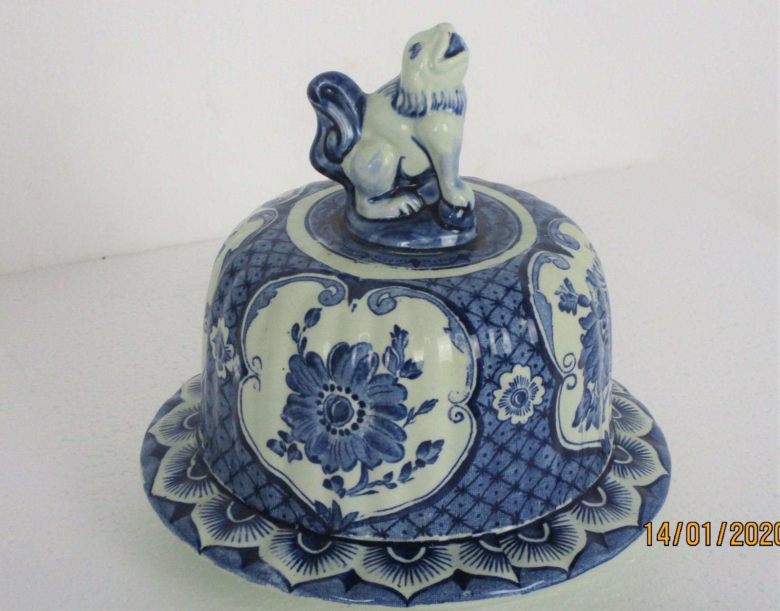 Large Royal Sphinx Maastricht Delft Vase Urn Marked Blue White Foo Dog 17.71&Quo photo 162.0