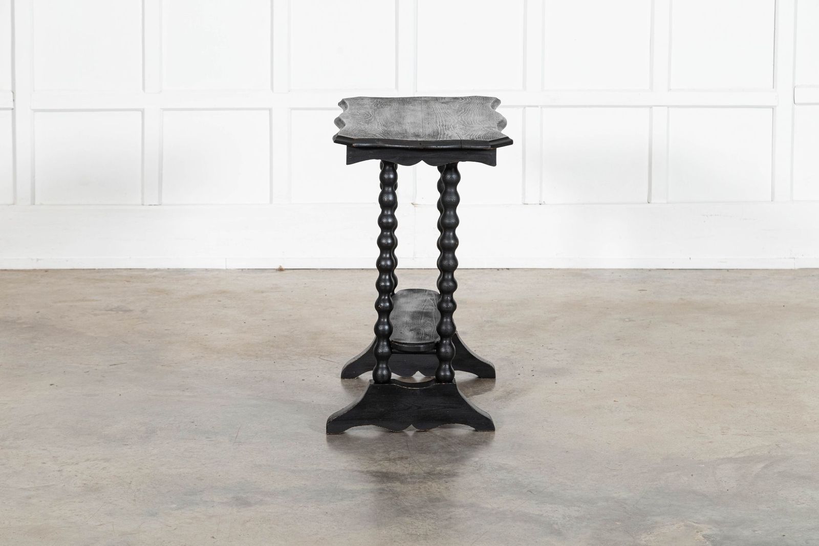 19thc Ebonised English Pine Bobbin Side Table photo for sale
